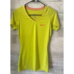 Nike Pro Women Dri-Fit Fitted Tee Green Size Small Active Wear